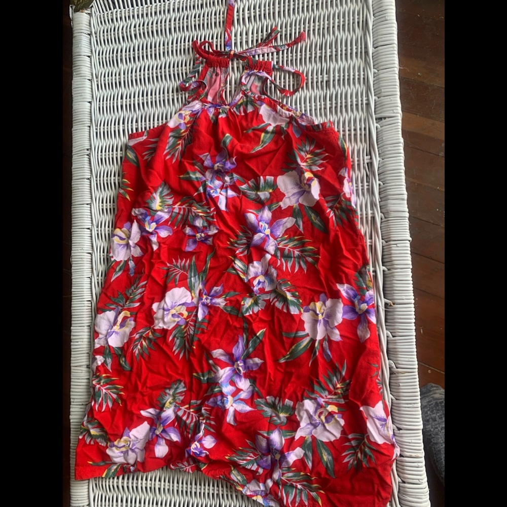 Red Floral Hawaiian Summer Dress
